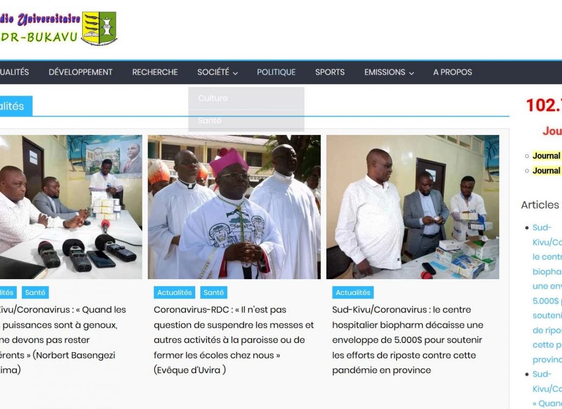 Site internet de la Radio Universitaire de l'ISDR-Bukavu